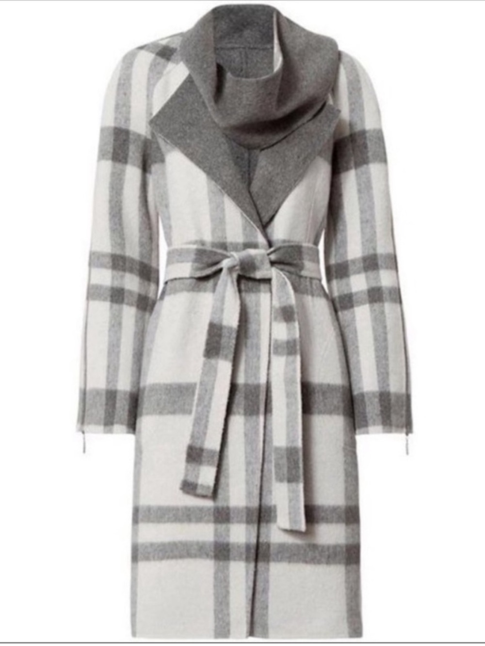 Intermix Grant Reversible Plaid Wool Coat Size XS NEW
